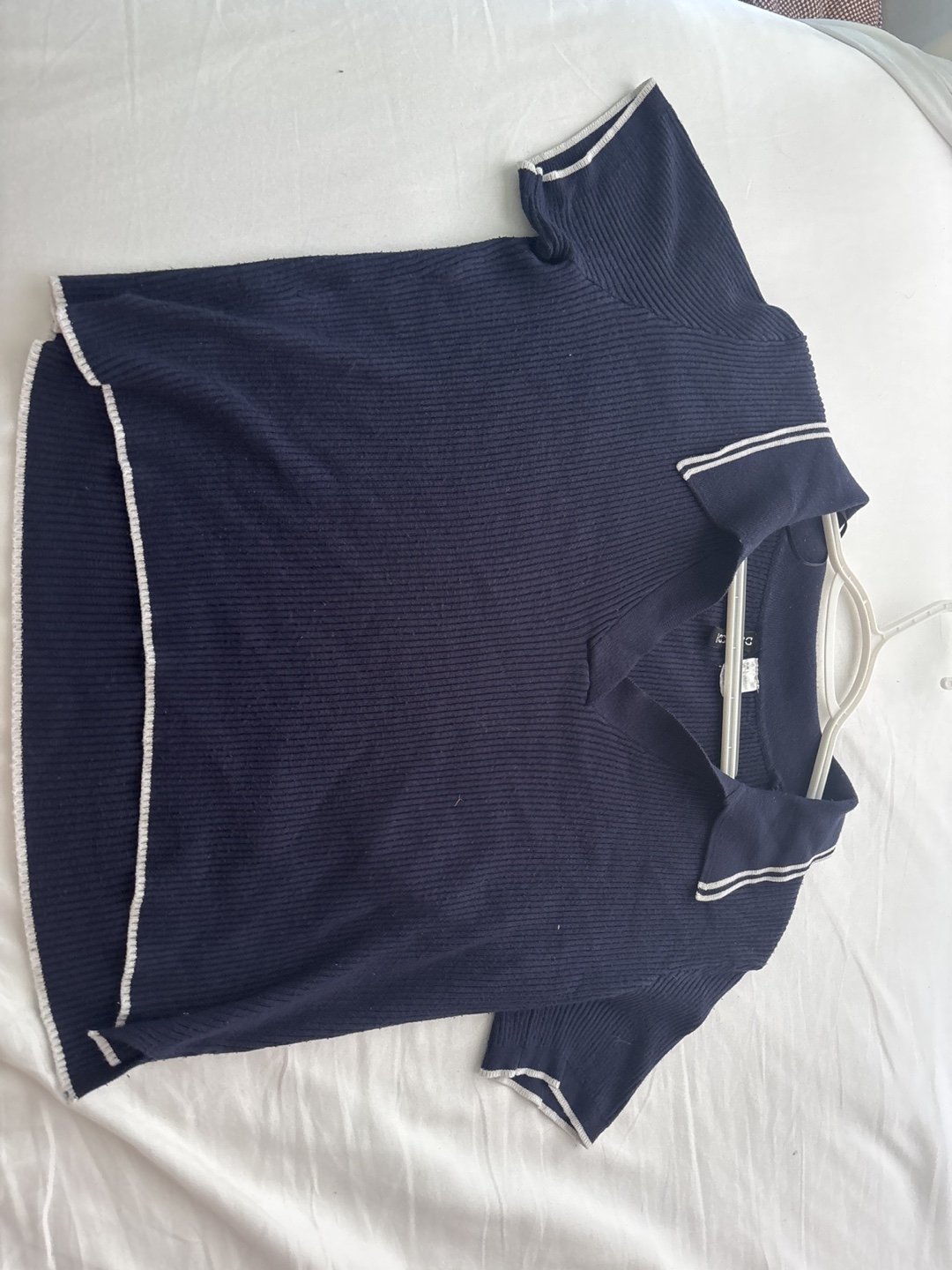 Navy Blue Ribbed Polo Shirt