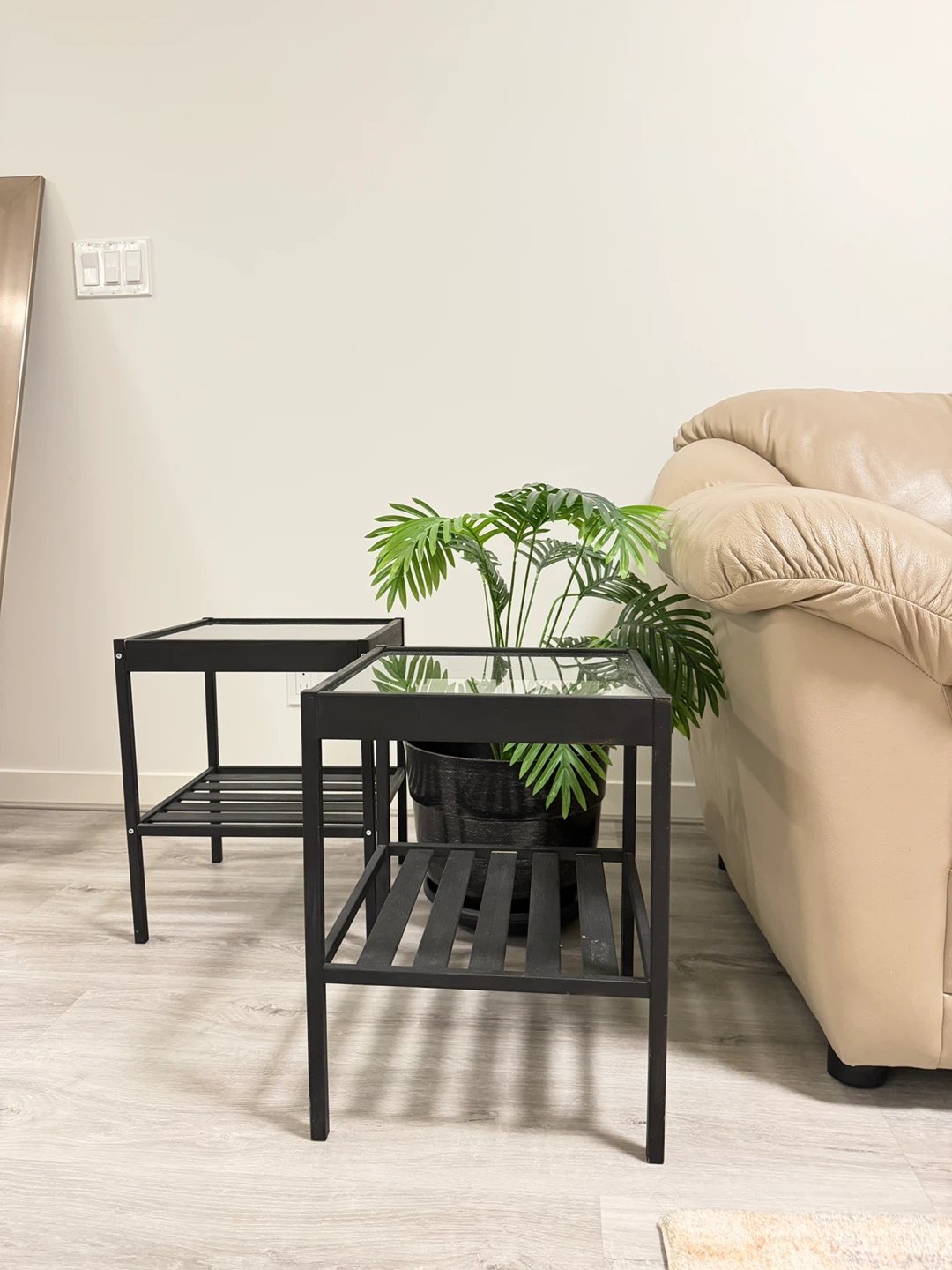 Black Glass Top End Tables (Set of 2) - photo 3