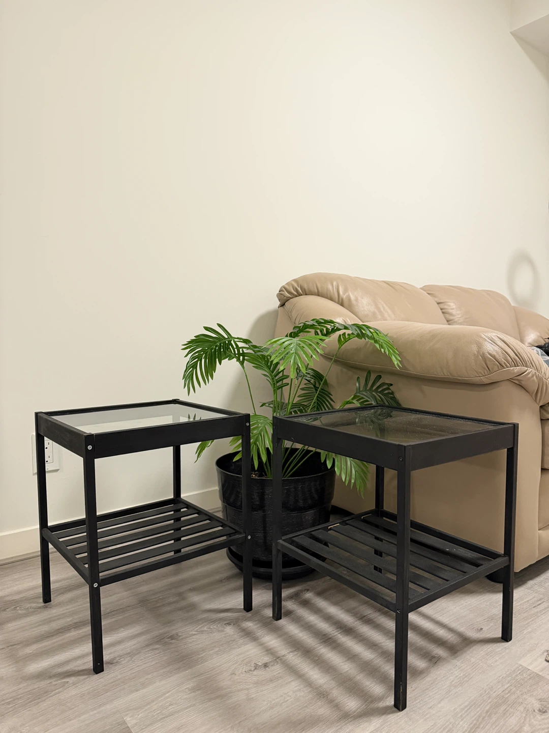 Black Glass Top End Tables (Set of 2) - photo 2