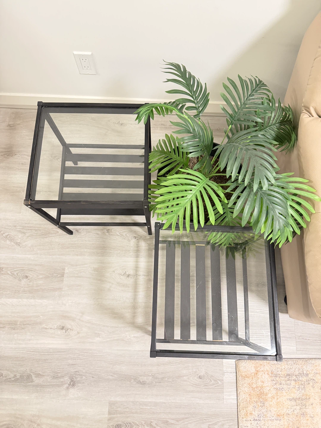 Black Glass Top End Tables (Set of 2)
