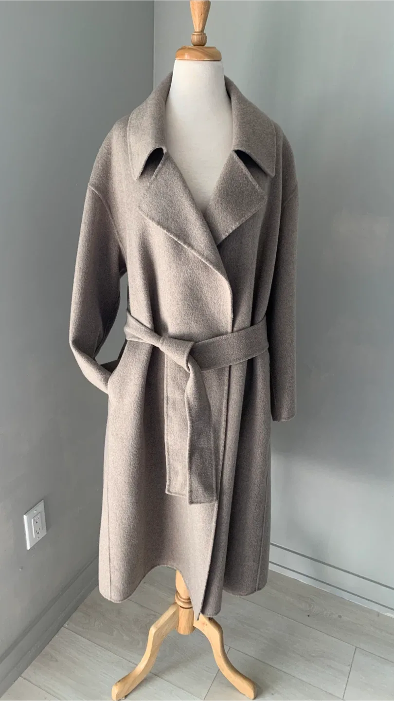 Korean Wool Blend Overcoat - Taupe thumbnail