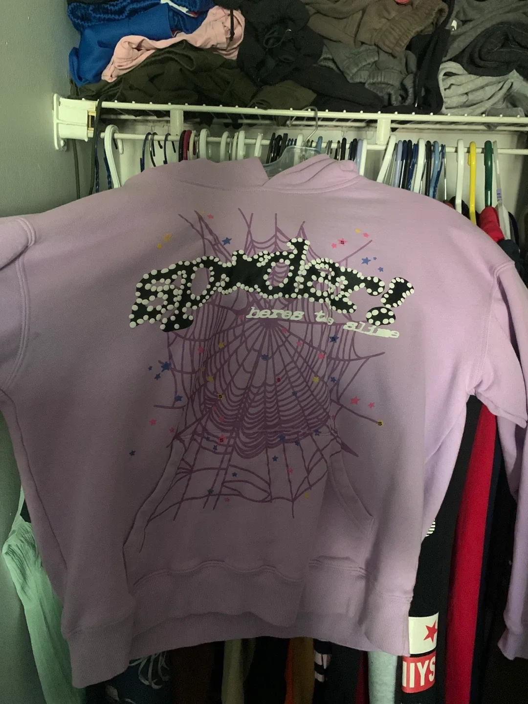 Sp5der Purple Hoodie Size M thumbnail