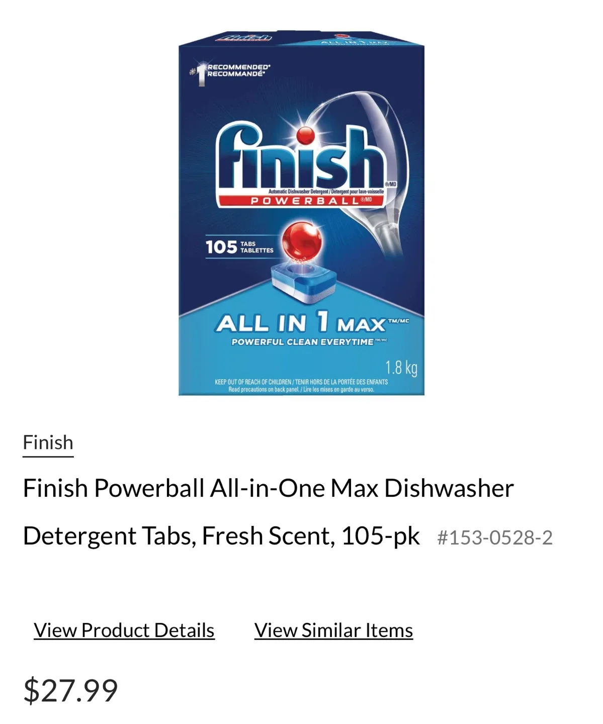 Finish Powerball All-in-One Max Dishwasher Tabs, 105 count image indicator(2)