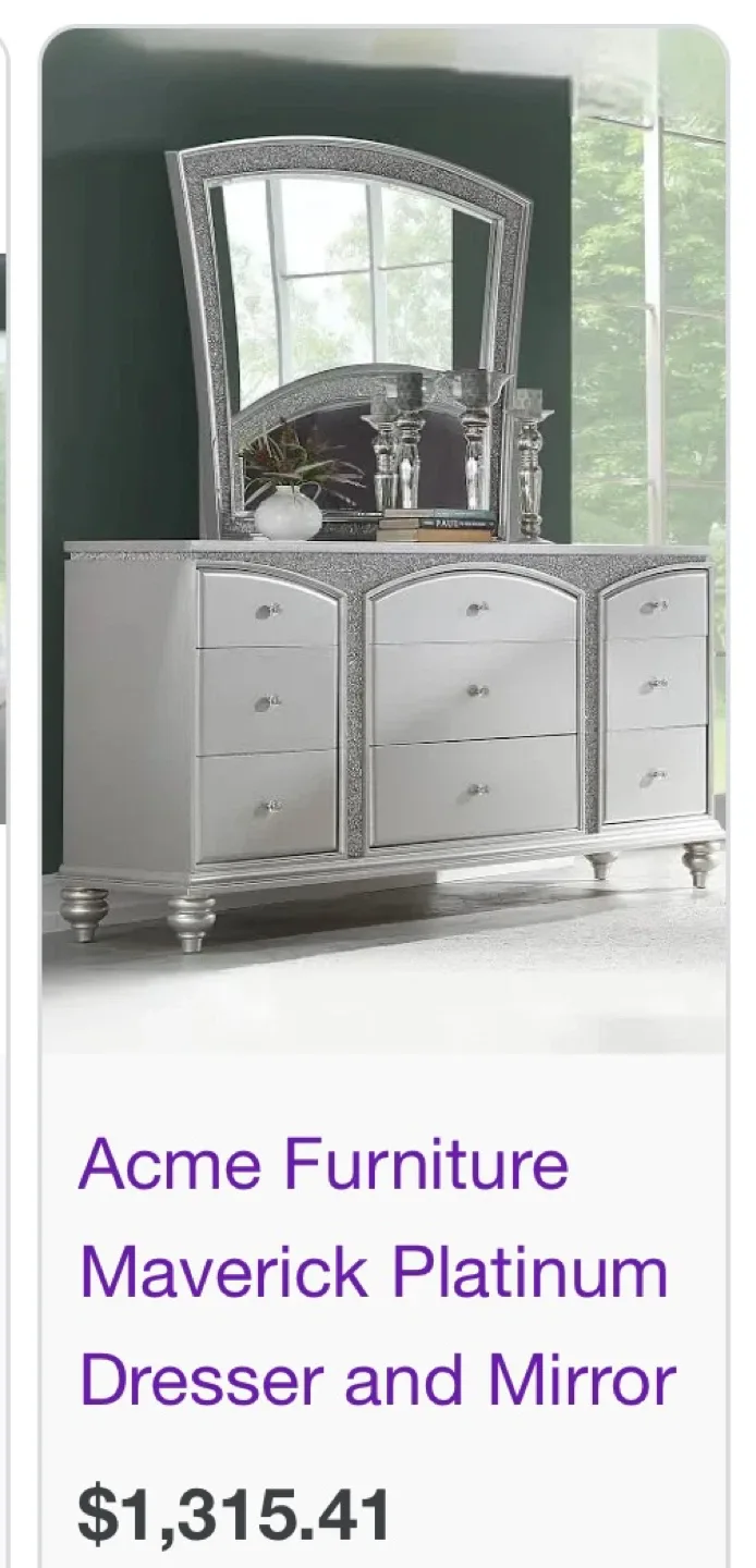 Acme Furniture Maverick Platinum Dresser and Mirror image indicator(2)