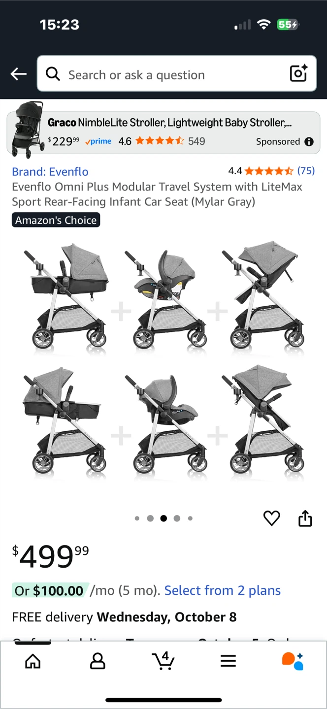 Evenflo Travel System -Gray, Excellent condition!!! - photo 3