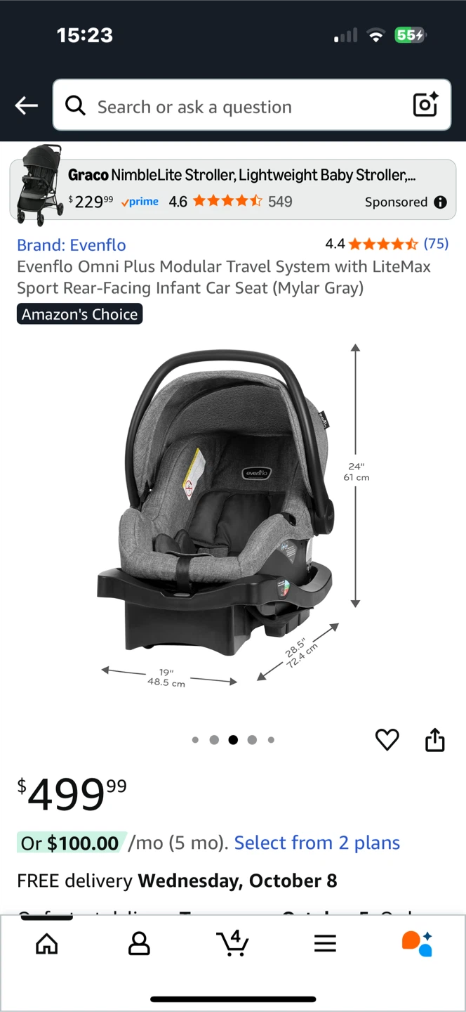 Evenflo Travel System -Gray, Excellent condition!!! - photo 2