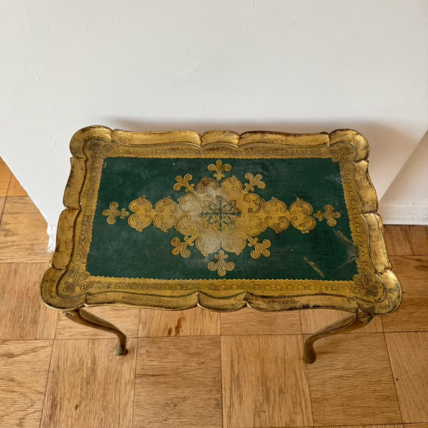 Vintage Florentine Green & Gold Accent Table thumbnail