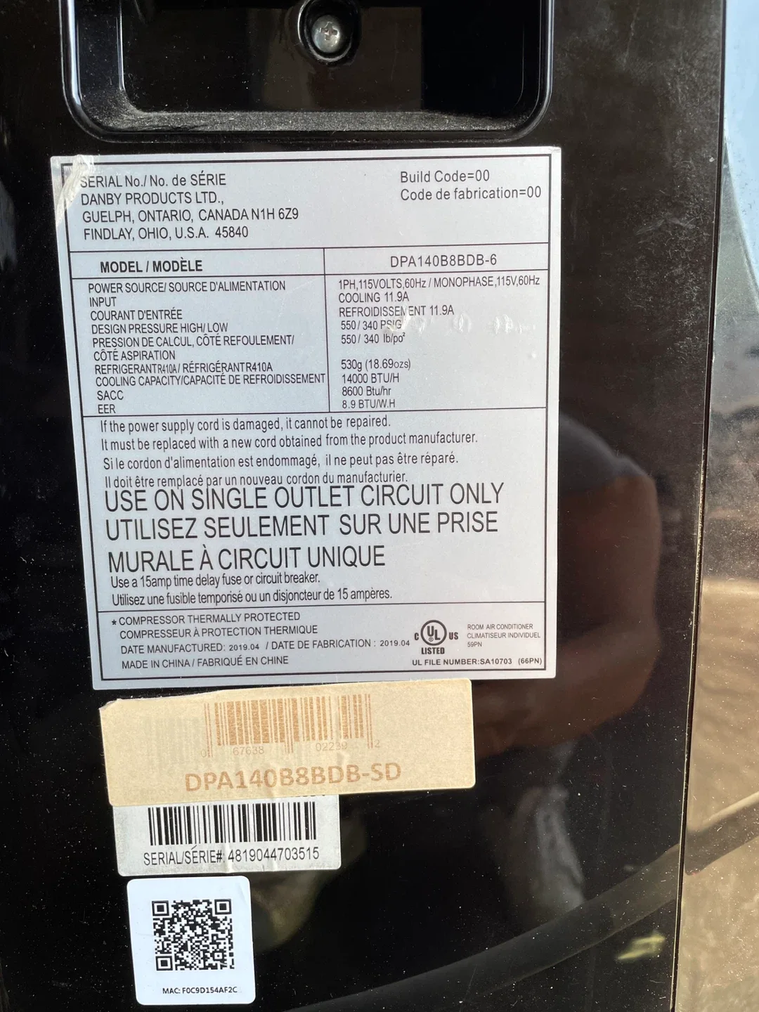 Danby DPA140B8BDB Portable Air Conditioner image indicator(7)