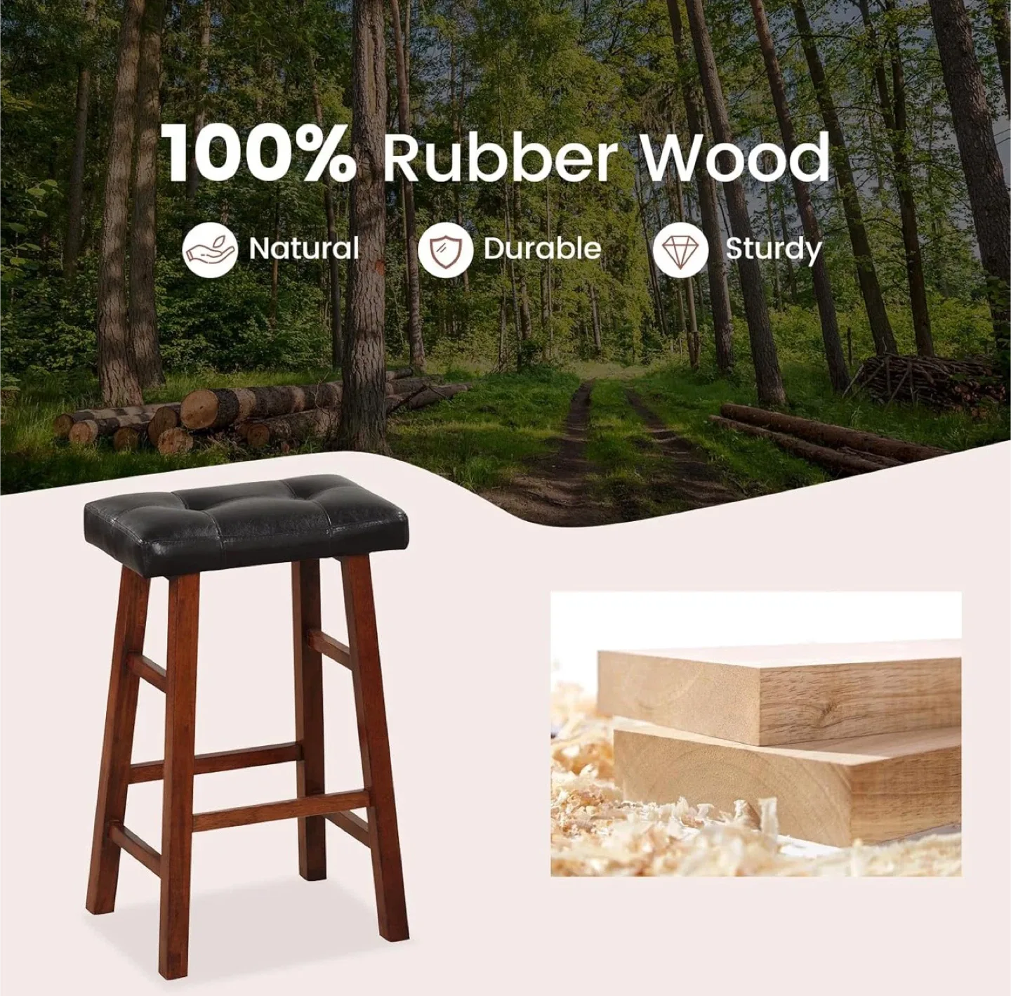 Set of 2 Brown Leather Bar Stools image indicator(7)