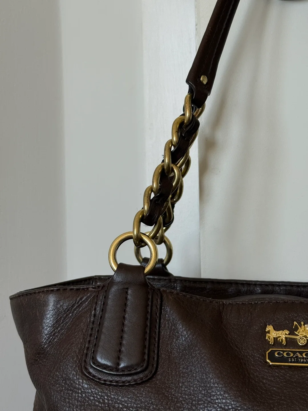 Coach Brown Leather Tote Bag image indicator(3)