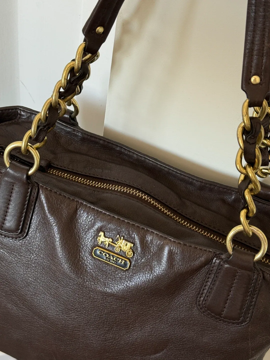 Coach Brown Leather Tote Bag image indicator(4)