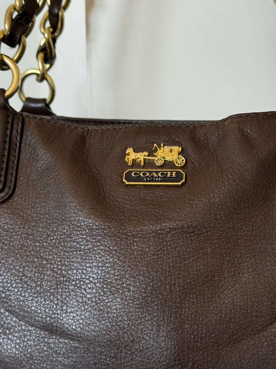 Coach Brown Leather Tote Bag image indicator(2)