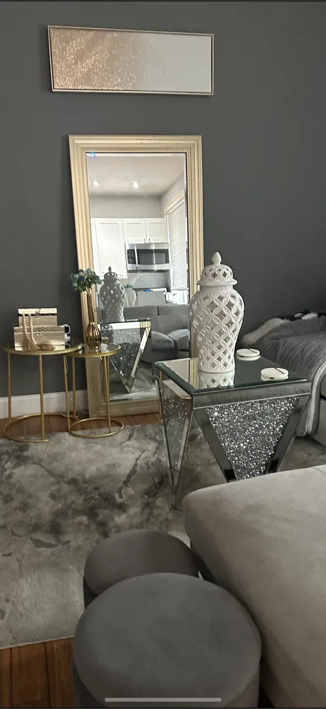 Encrusted Crystals Mirrored End Table image indicator(2)