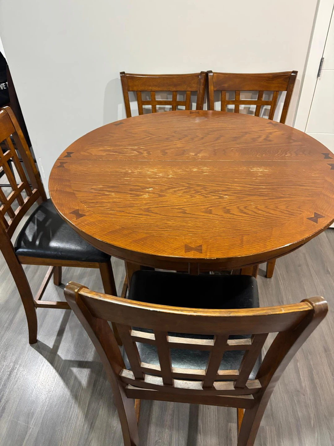 Round Wooden Dining Table with 4 Chairs