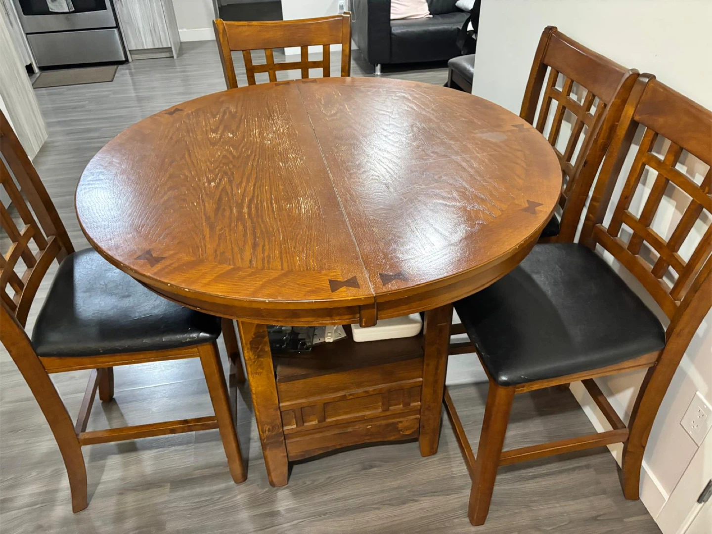 Round Wooden Dining Table with 4 Chairs - photo 3