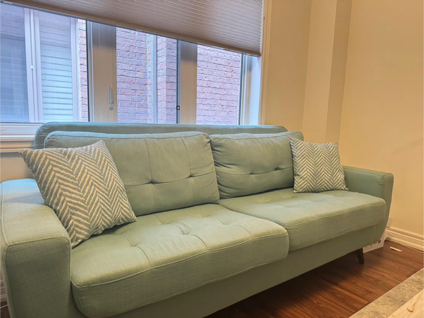 Light Green Sofa with Pillows - photo 3