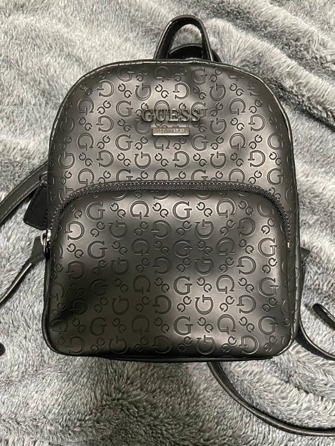 Guess Black Embossed Logo Mini Backpack