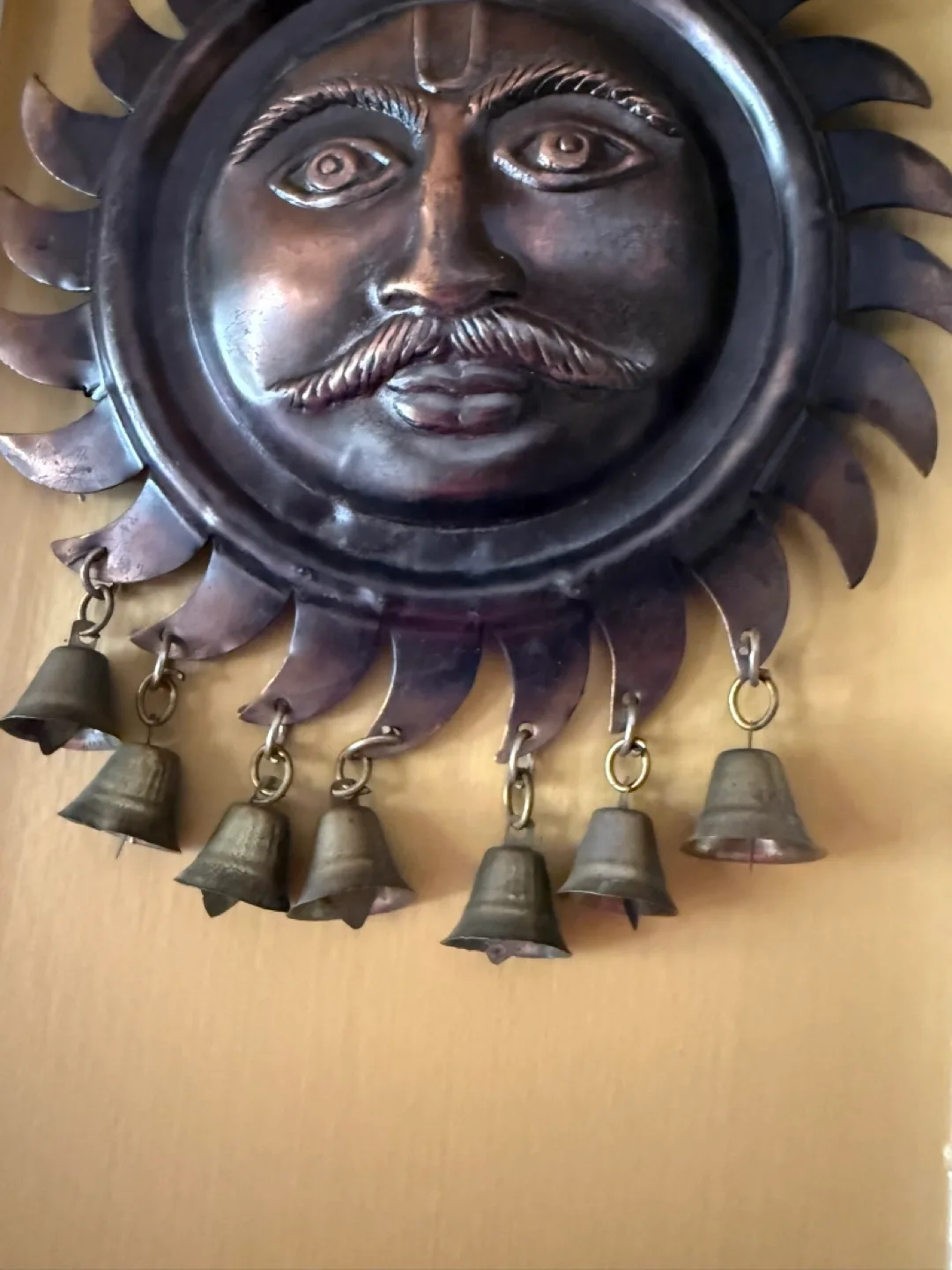Metal Sun Face Wall Hanging with Bells 🧡 image indicator(3)