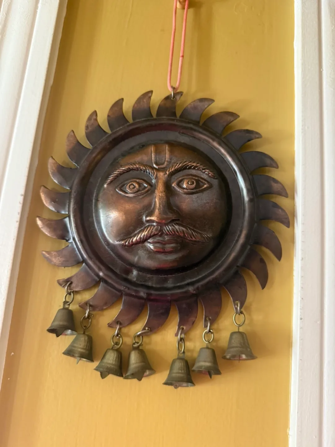 Metal Sun Face Wall Hanging with Bells 🧡 image indicator(2)