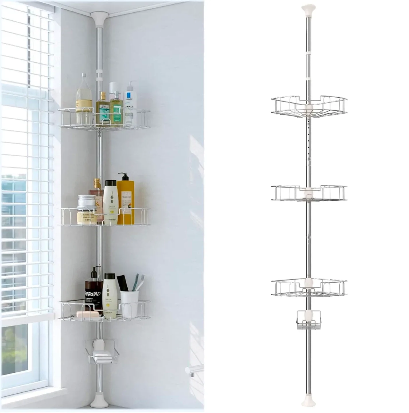 Tension Pole Shower Caddy with 4 Baskets thumbnail