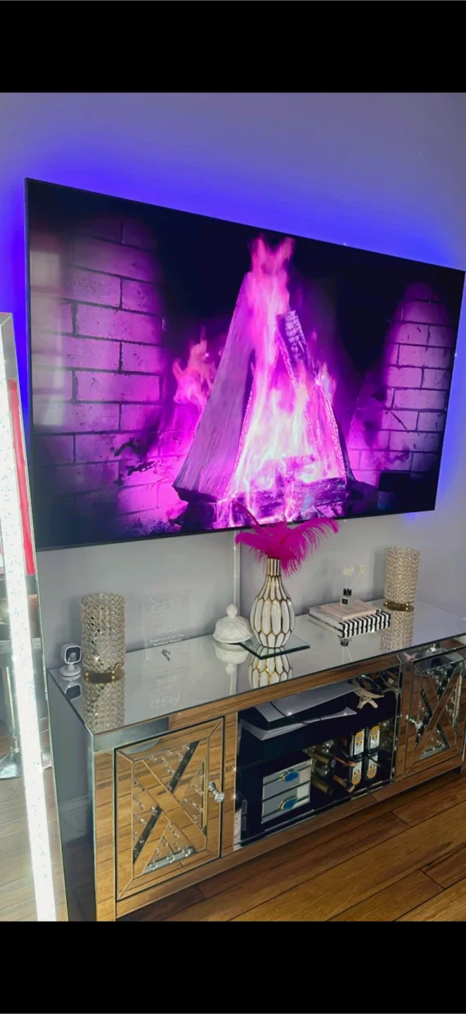 Elegant Decor Modern Mirrored TV Stand image indicator(3)