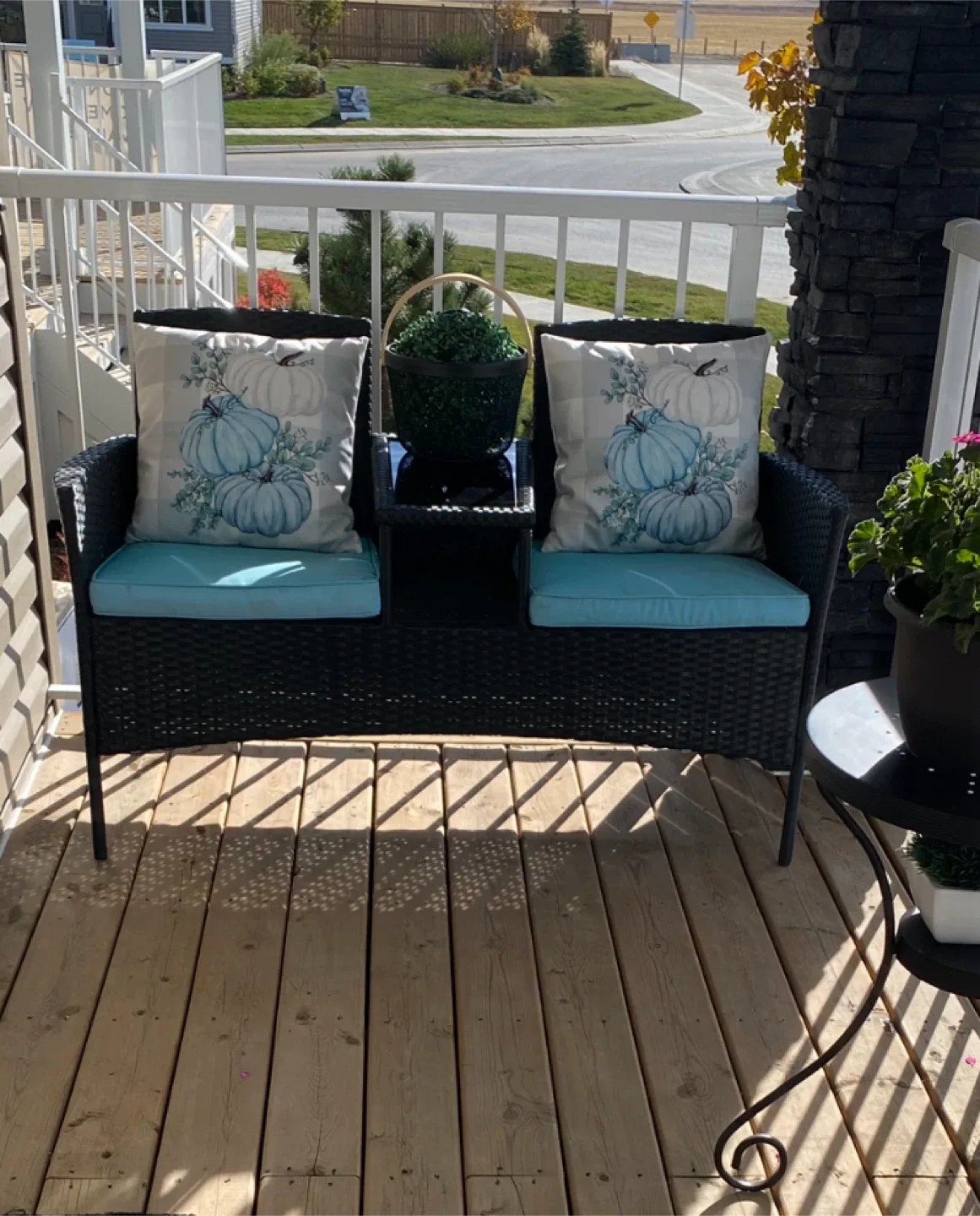 Wicker Patio Loveseat with Table image indicator(3)