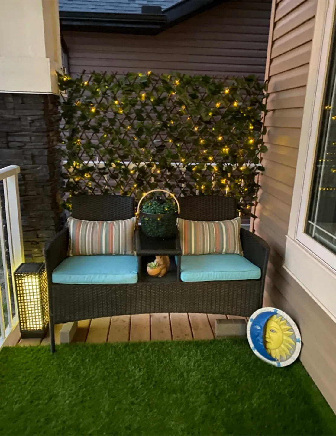 Wicker Patio Loveseat with Table image indicator(2)