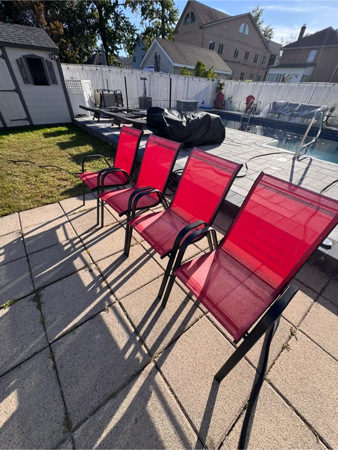 Red Outdoor Patio Chairs - Set of 4 image indicator(2)