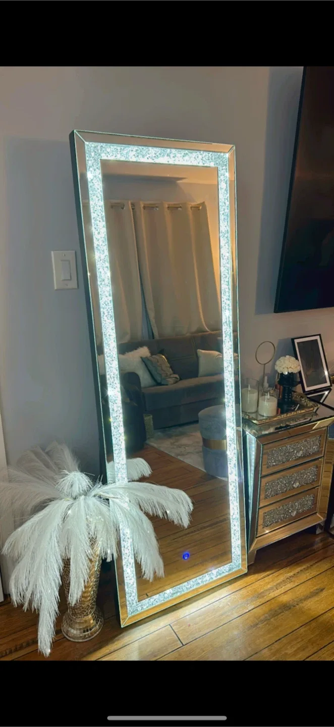 Encrusted Crystals Floor Mirror W/Led image indicator(3)