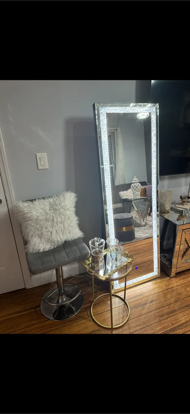 Encrusted Crystals Floor Mirror W/Led image indicator(2)