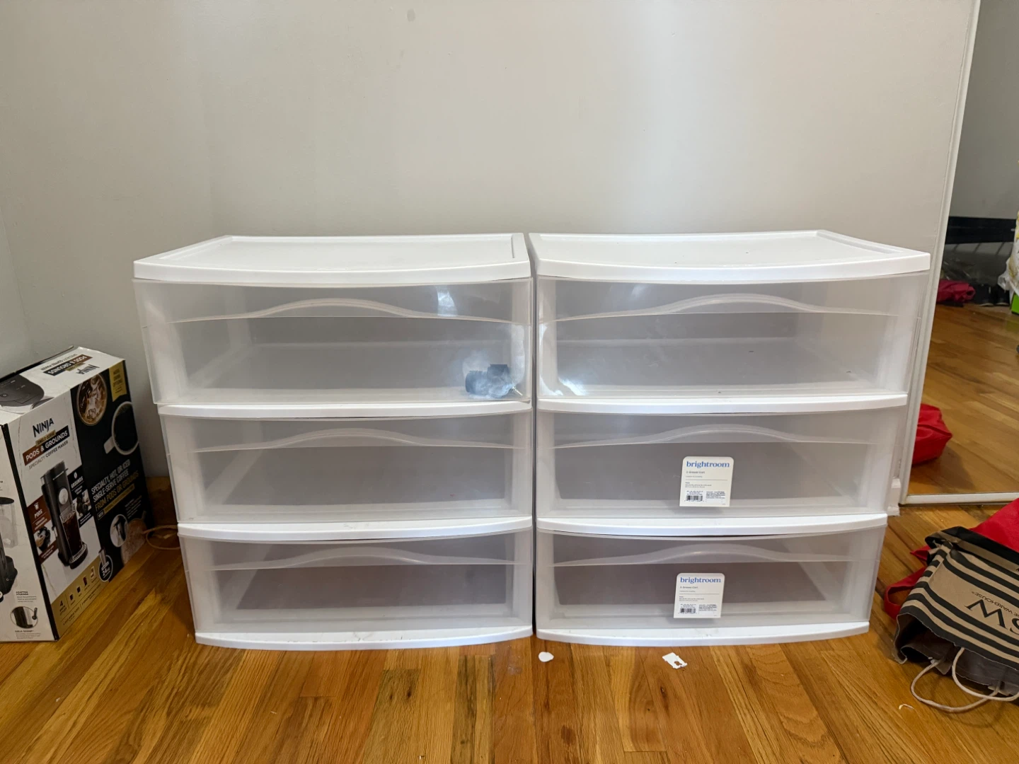 Set of 2- Brightroom 3-Drawer Wide Cart
