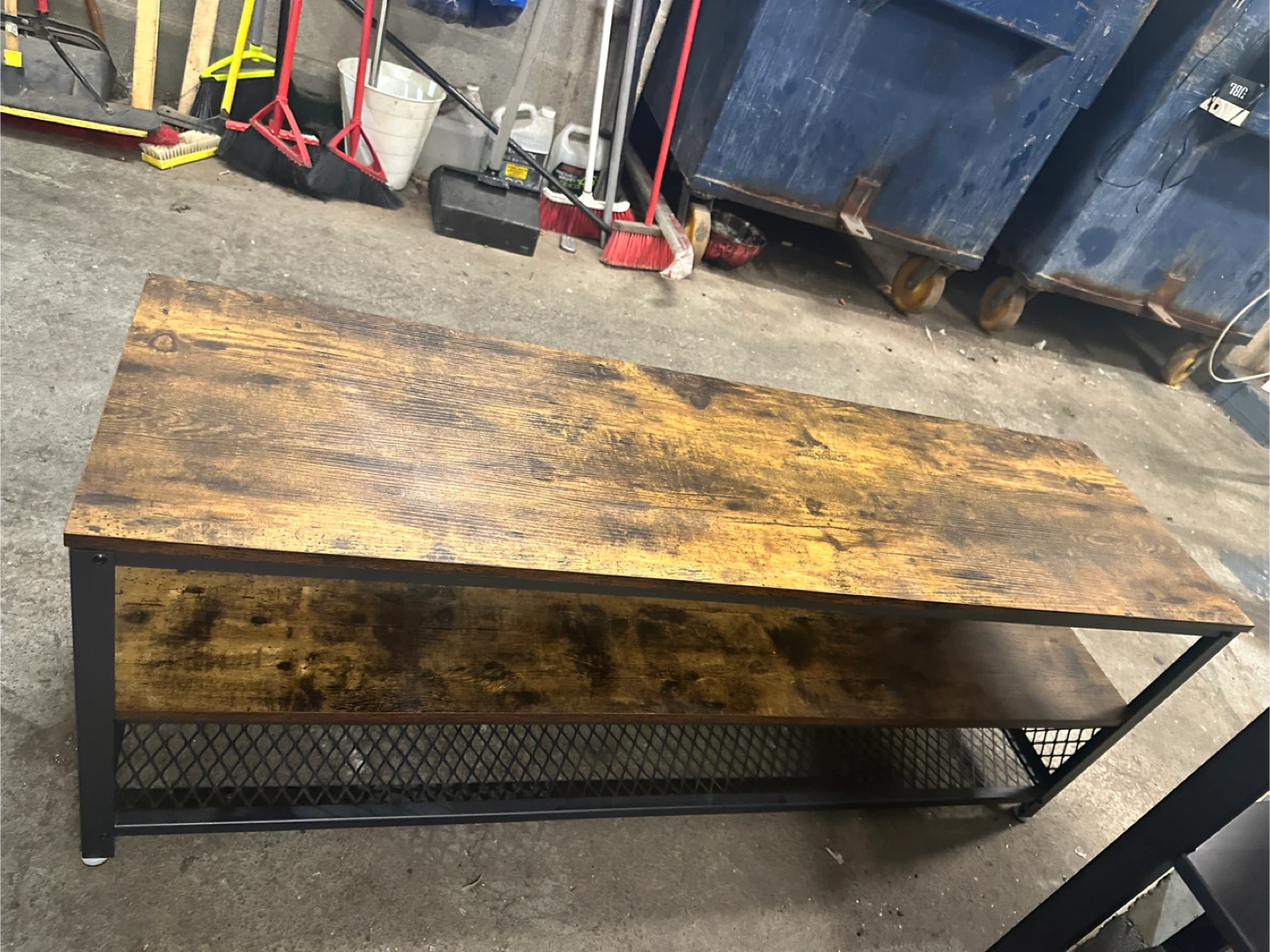 Rustic Brown TV Stand with Metal Frame - photo 4