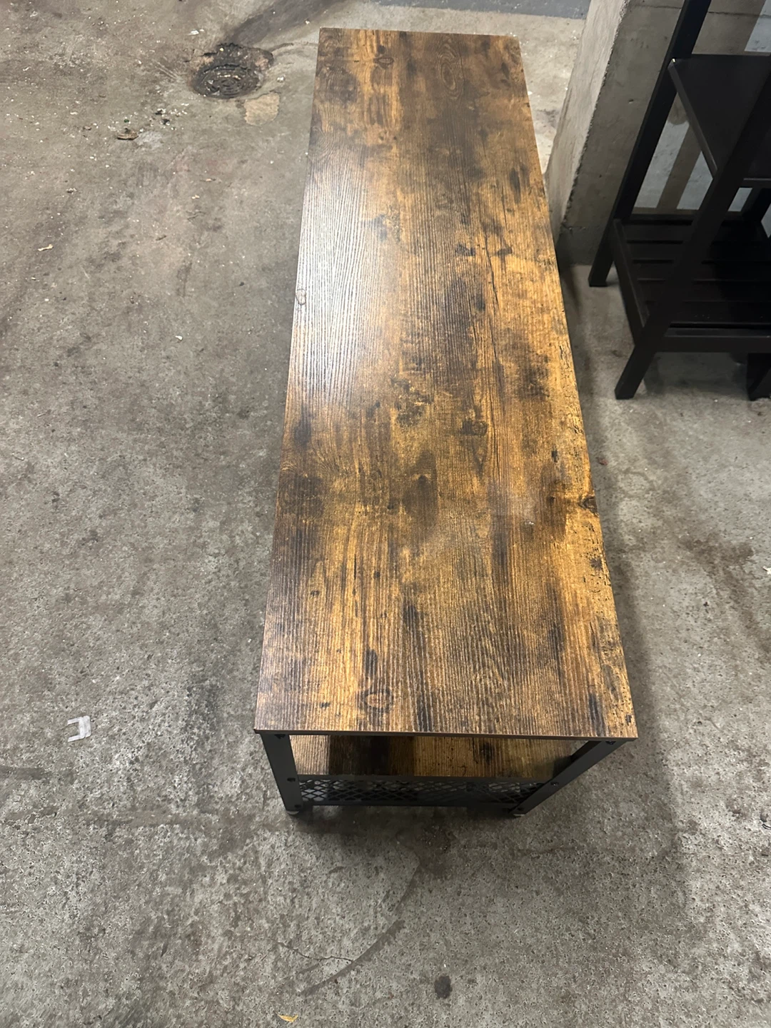 Rustic Brown TV Stand with Metal Frame - photo 2