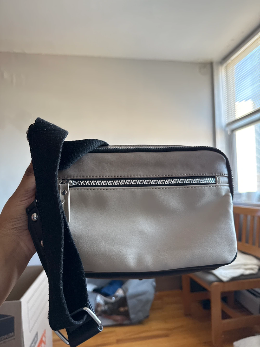 Beige & Black Crossbody Bag