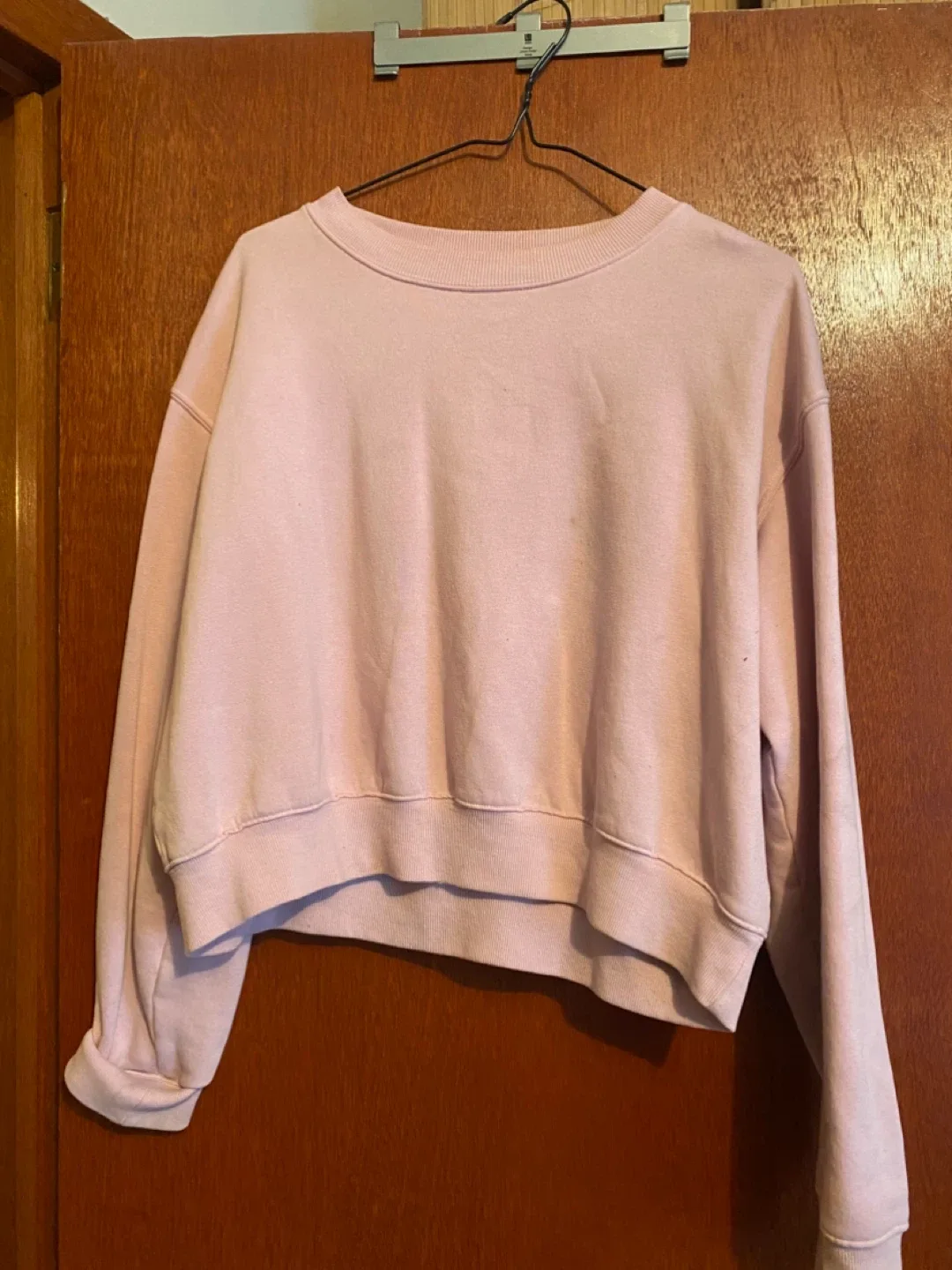 H&M Pink Crop Sweatshirt - Size Large thumbnail