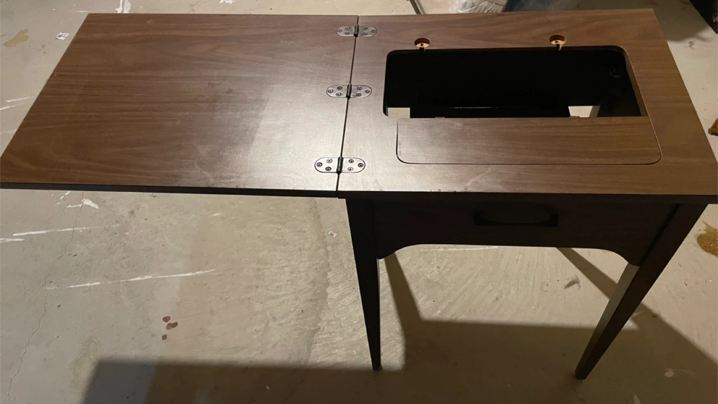 Vintage Sewing Machine Cabinet - Dark Wood - photo 2