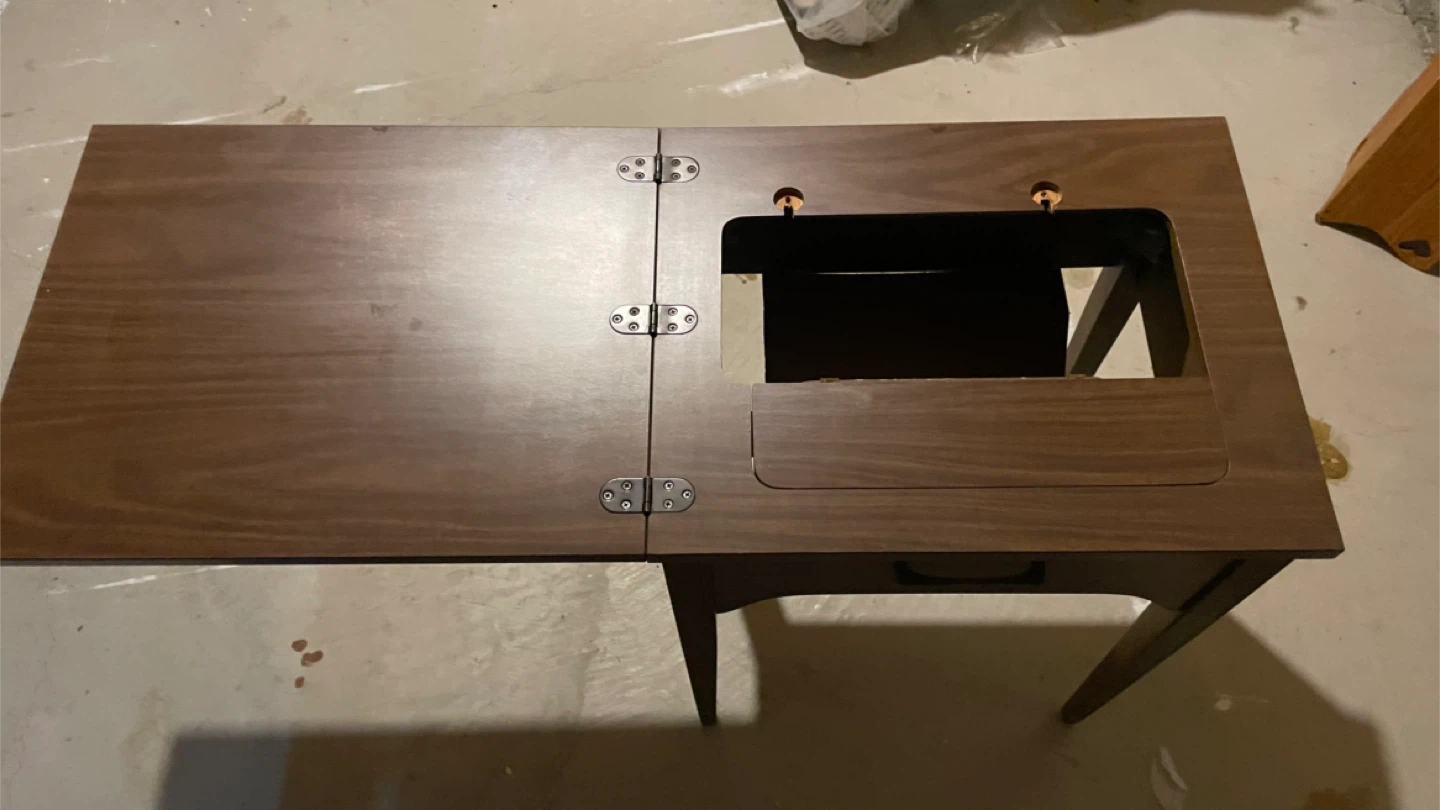 Vintage Sewing Machine Cabinet - Dark Wood