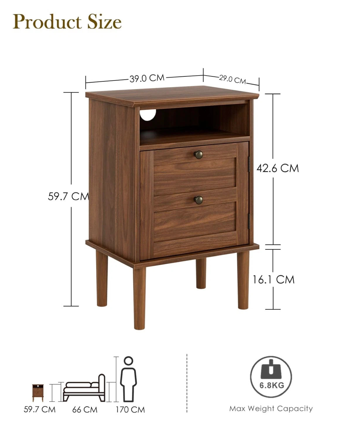 Brown Wood Nightstand With Storage - photo 2