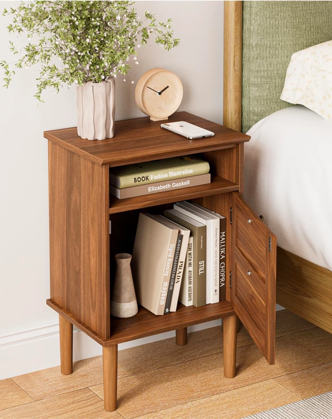 Brown Wood Nightstand With Storage - photo 4