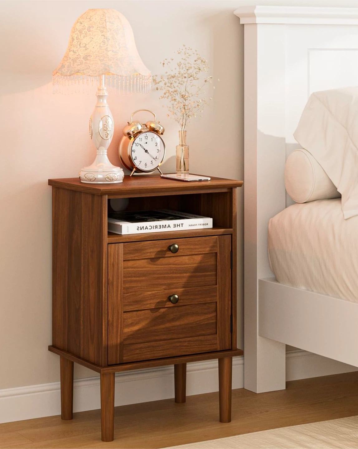 Brown Wood Nightstand With Storage - photo 3