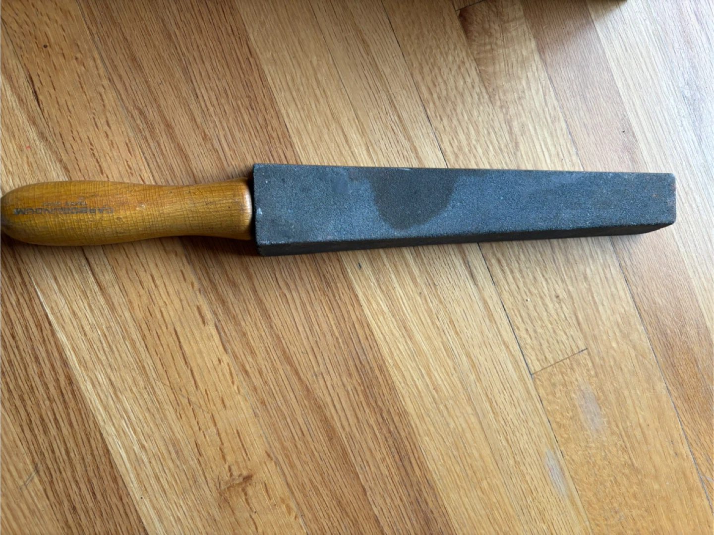 Vintage Carborundum Stone with Wooden Handle - photo 2
