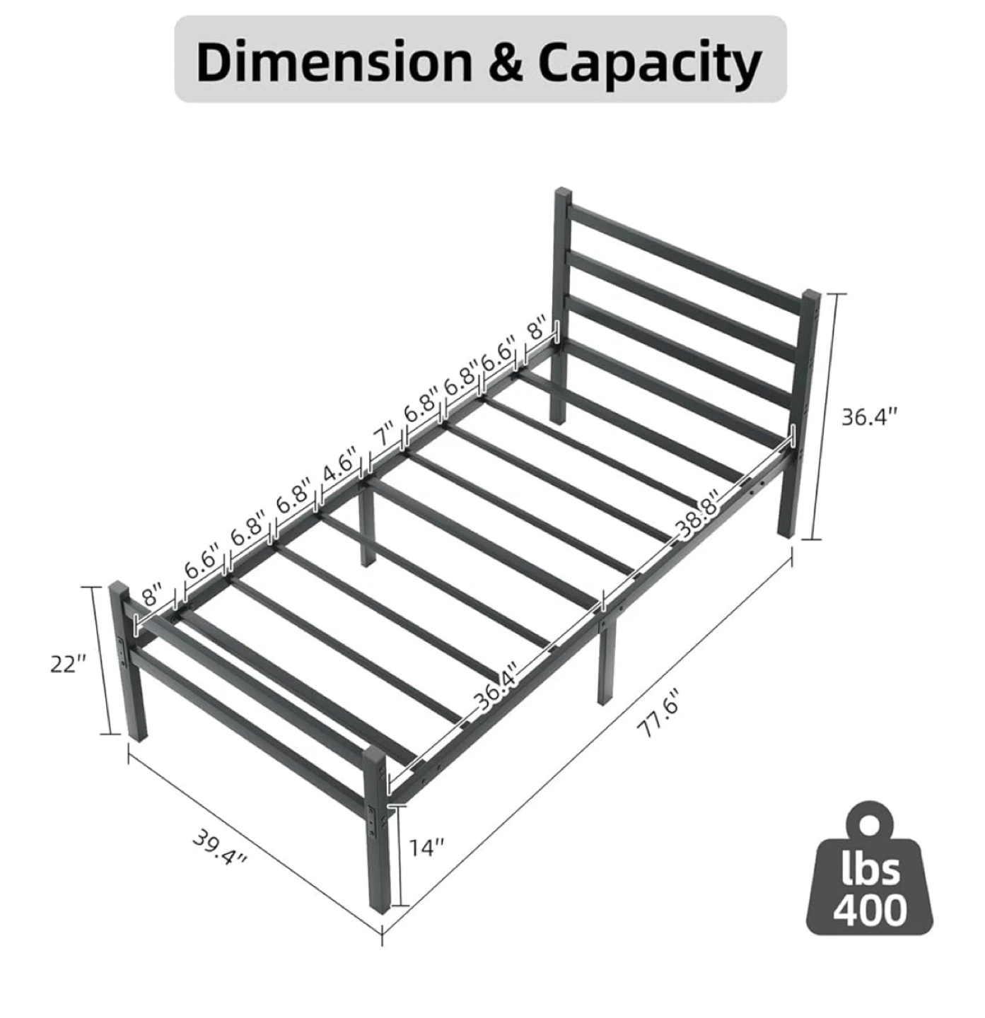 Metal Bed Frame - Twin Size - photo 3