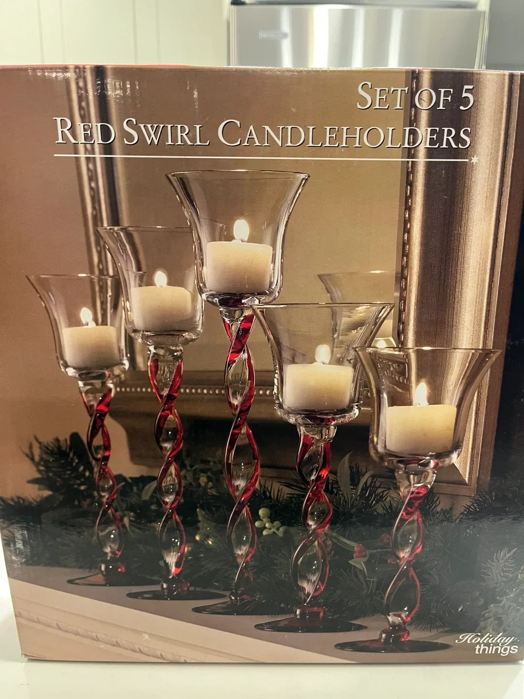 Holiday Things Red Swirl Candlestick Set of 5 image indicator(3)