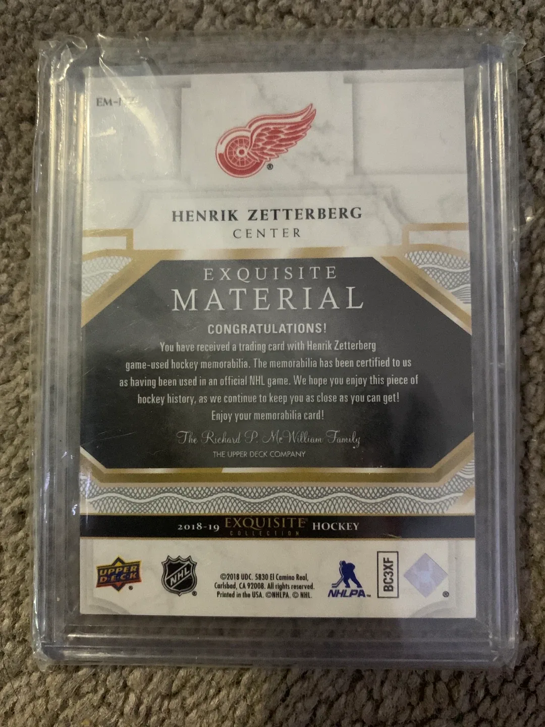 RARE NUMBER CARD Henrik Zetterberg Red Wings card image indicator(2)