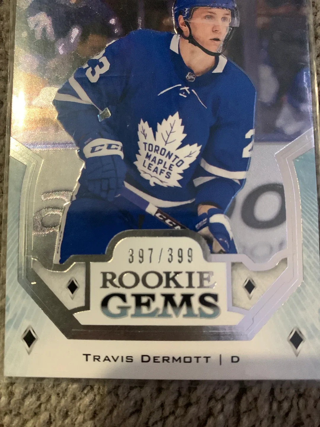 Numbered card, Black Diamond Travis Dermott Rookie Gems Card image indicator(4)