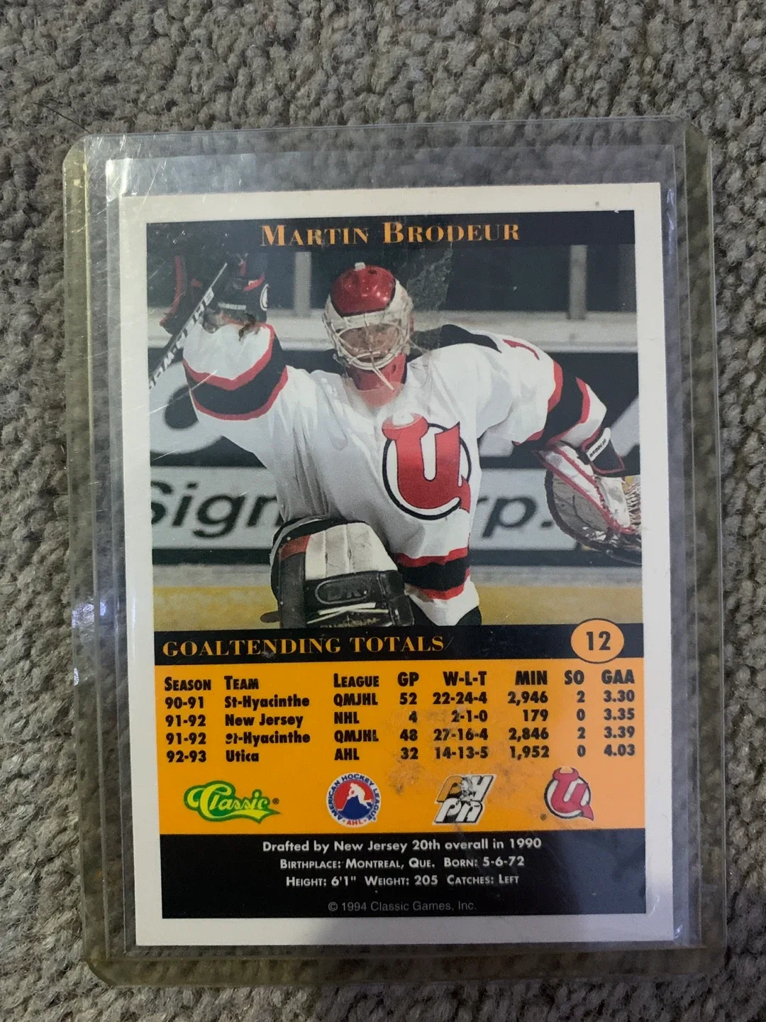 Martin Brodeur Rookie Hockey Card image indicator(2)