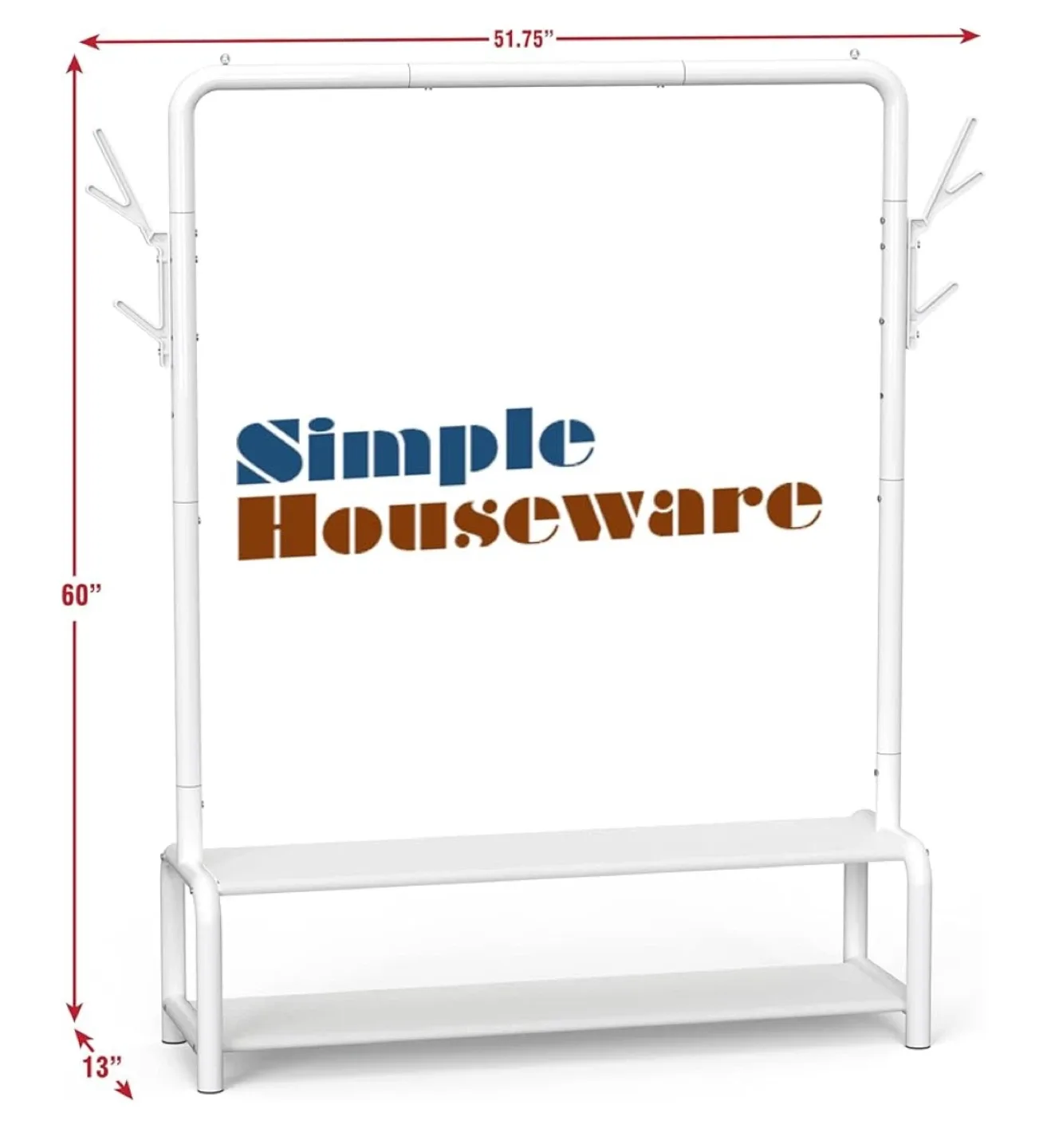 Simple Houseware Garment Rack with Shelves - White image indicator(3)