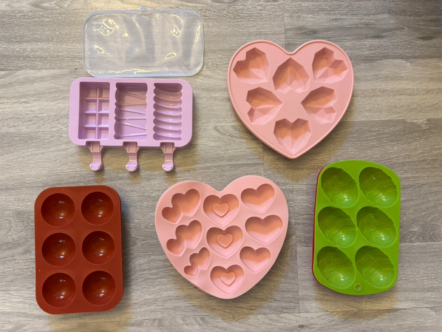 $5 each - Silicone Molds - Hearts, Popsicles, Spheres - Set of 5 - photo 2