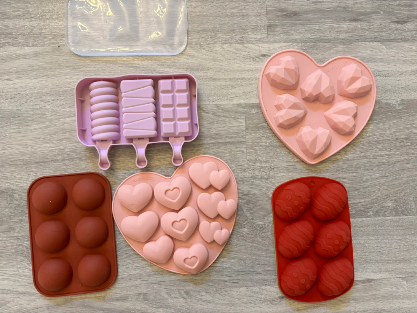 $5 each - Silicone Molds - Hearts, Popsicles, Spheres - Set of 5