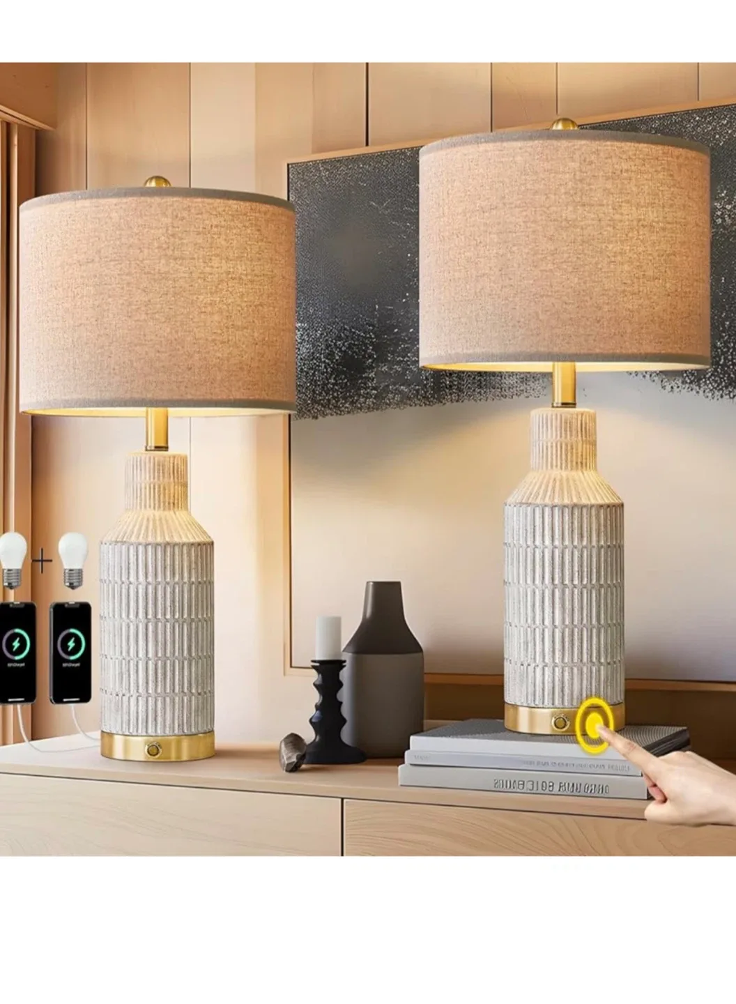 2 Table Lamp with USB Charging Port image indicator(2)